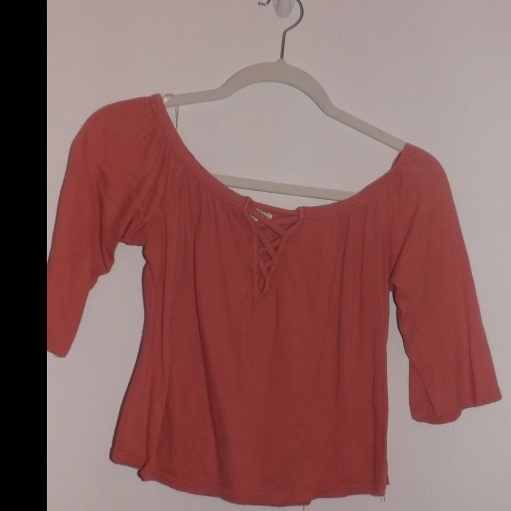 Pink off the shoulder crop top